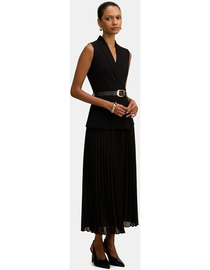 Bianca Woven Mix Knitted Dress in Black image 3