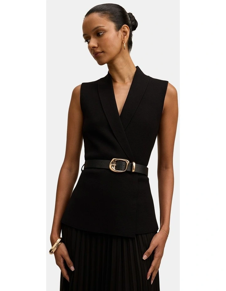 Bianca Woven Mix Knitted Dress in Black image 4