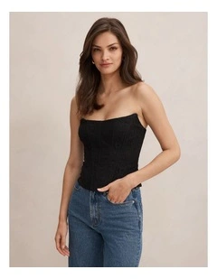 Lara Lace Corset Top in Black