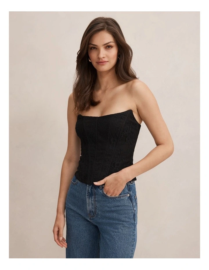 Lara Lace Corset Top in Black image 1