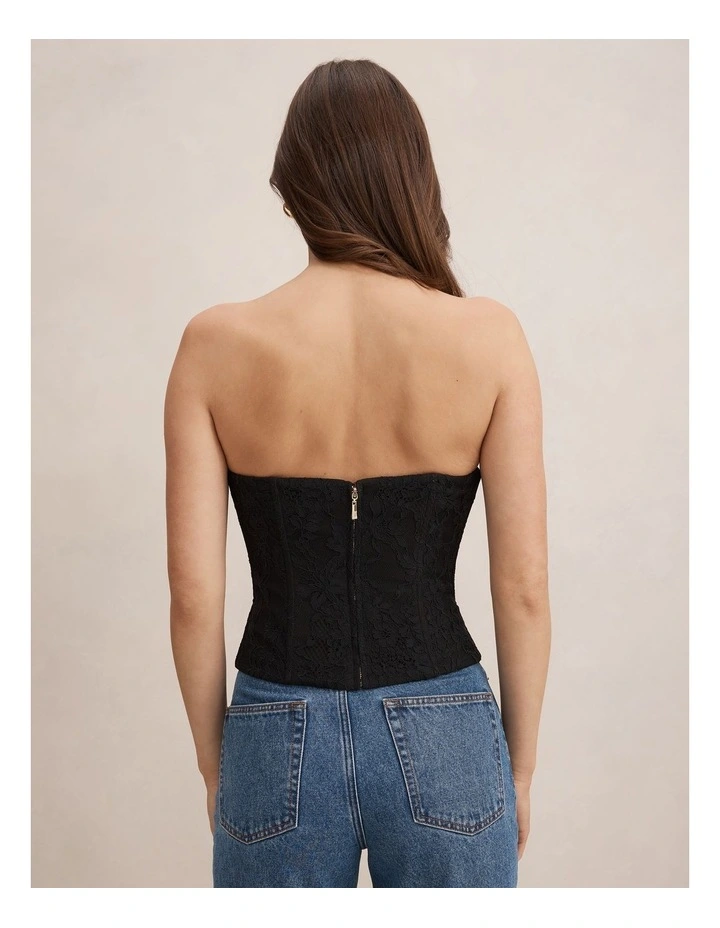 Lara Lace Corset Top in Black image 2