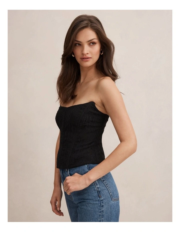 Lara Lace Corset Top in Black image 3