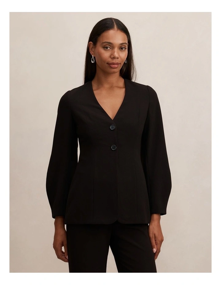 Lizzie Collarless Blazer in Black image 1