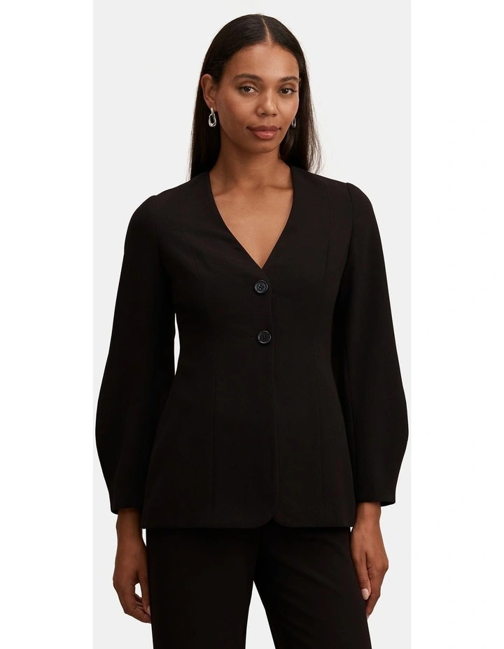 Lizzie Collarless Blazer in Black image 1