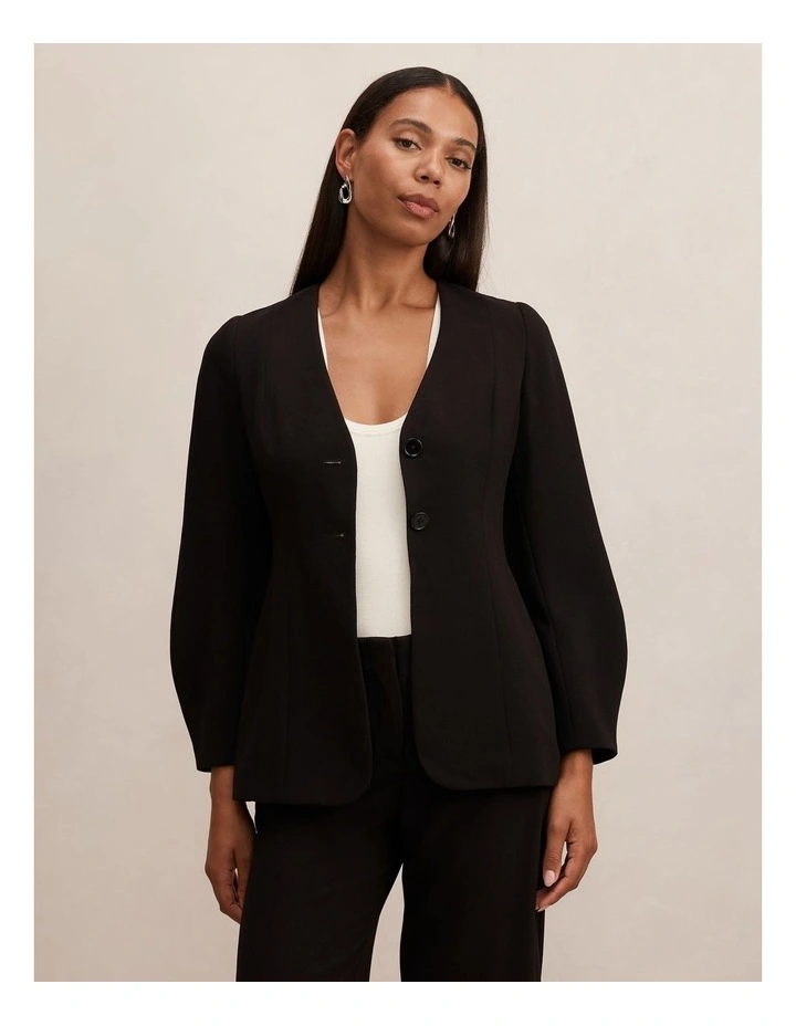 Lizzie Collarless Blazer in Black image 3