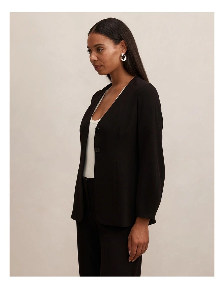 Lizzie Collarless Blazer in Black image 4