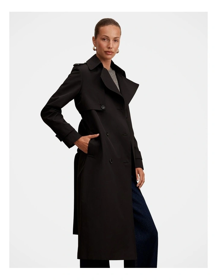 Ricky Structured Trench Coat in Black image 3