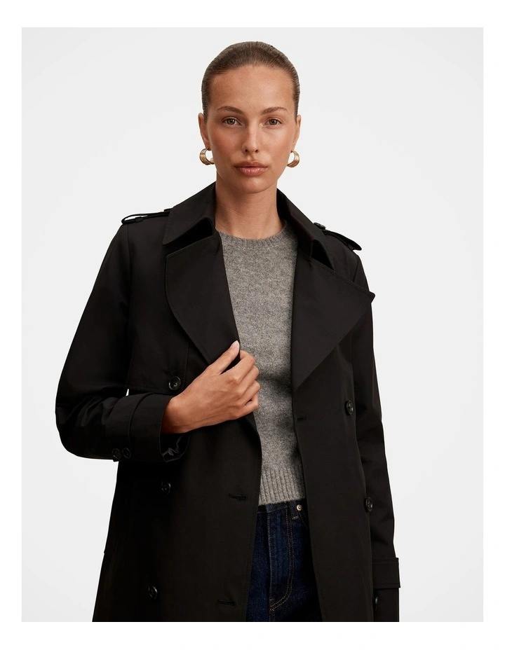 Ricky Structured Trench Coat in Black image 4