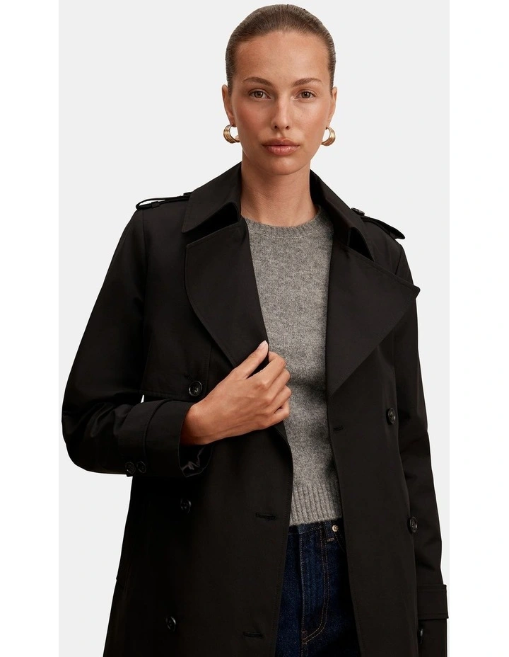 Ricky Structured Trench Coat in Black image 4