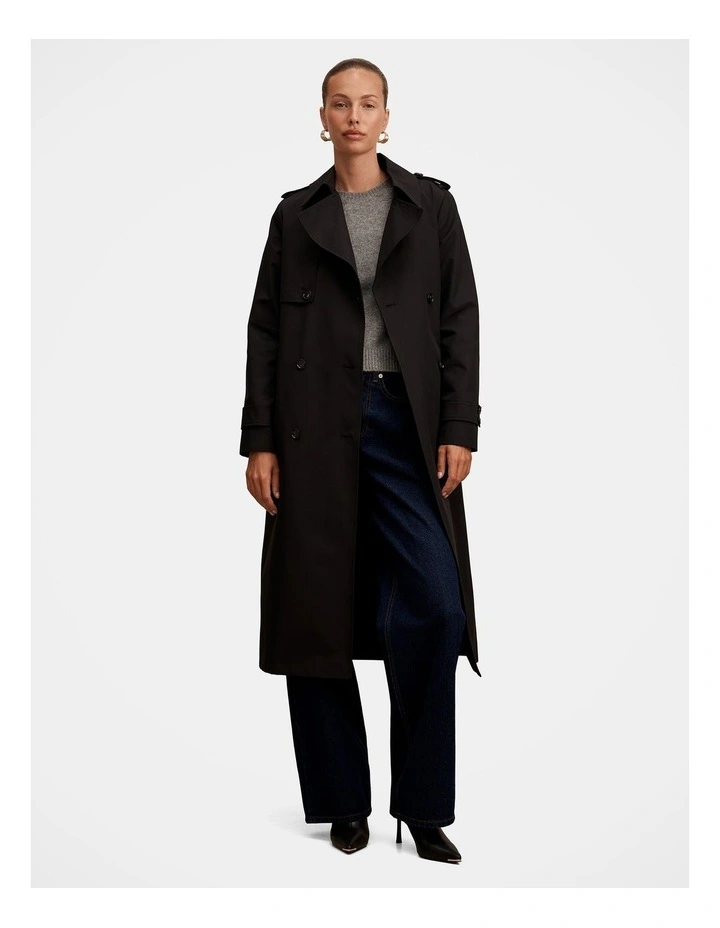 Ricky Structured Trench Coat in Black image 5