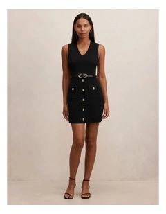 Miley Pocket Detail Knitted Dress in Black