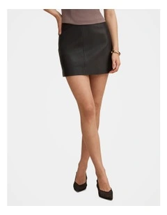 Lauren Vegan Leather Mini Skirt in Black