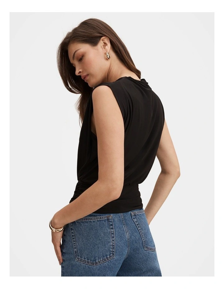 Adele Cinched Waist Tank Top in Black image 2