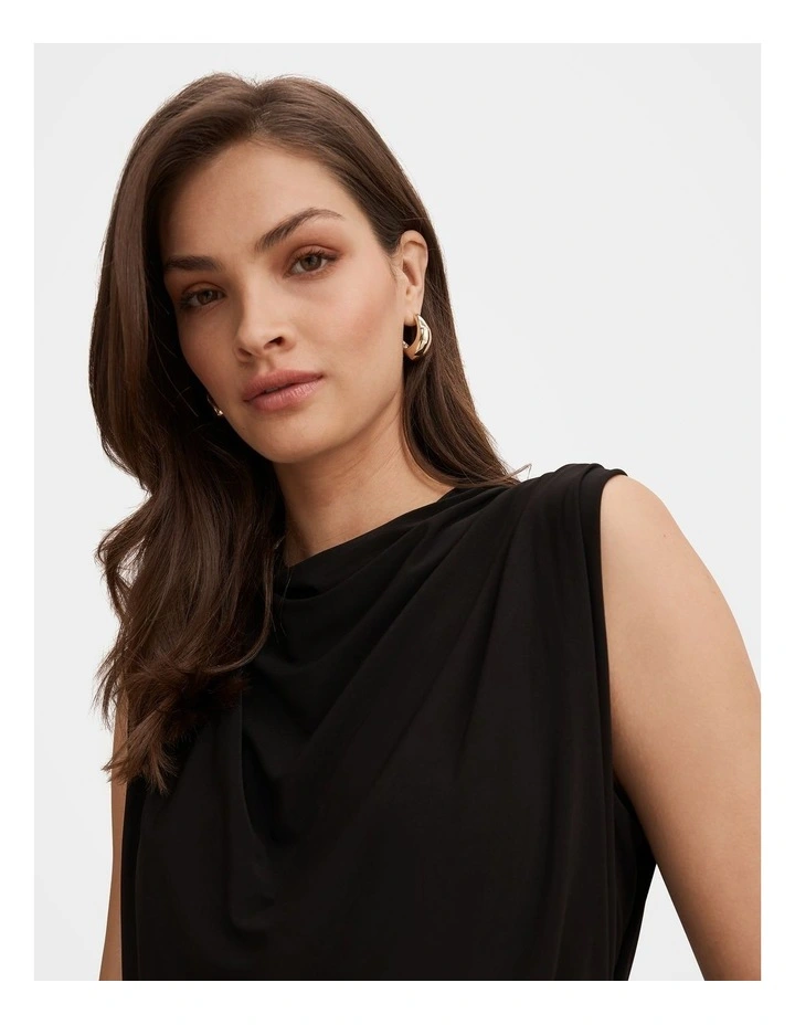 Adele Cinched Waist Tank Top in Black image 4