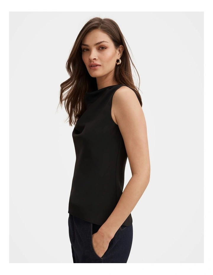 Scout Sleeveless Drape Top in Black image 3