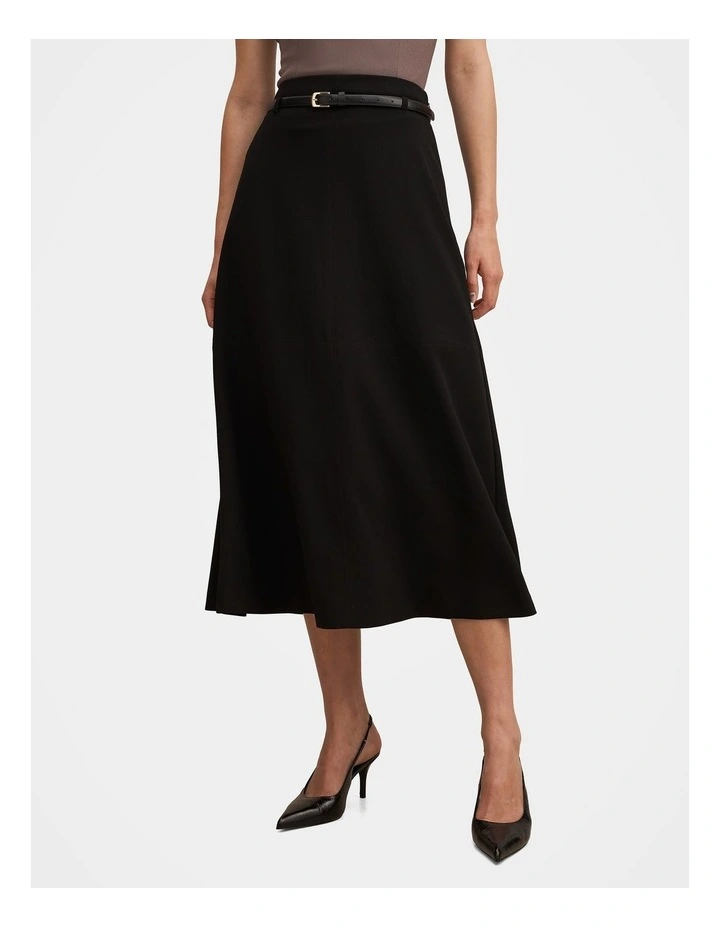Millie Belted Midi Skirt in Black image 1