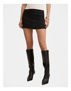 Poppy Pintuck Mini Skirt in Black