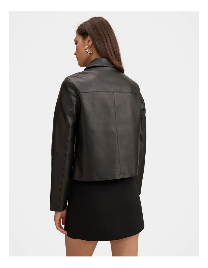 Sarah Polyurethane Top Collar Jacket in Black image 2
