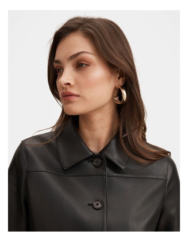 Sarah Polyurethane Top Collar Jacket in Black image 4