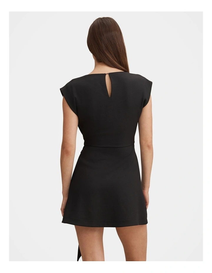 Peony Tie Front Mini Dress in Black image 2