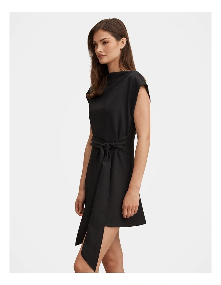 Peony Tie Front Mini Dress in Black image 3