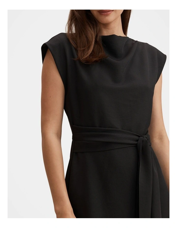 Peony Tie Front Mini Dress in Black image 4