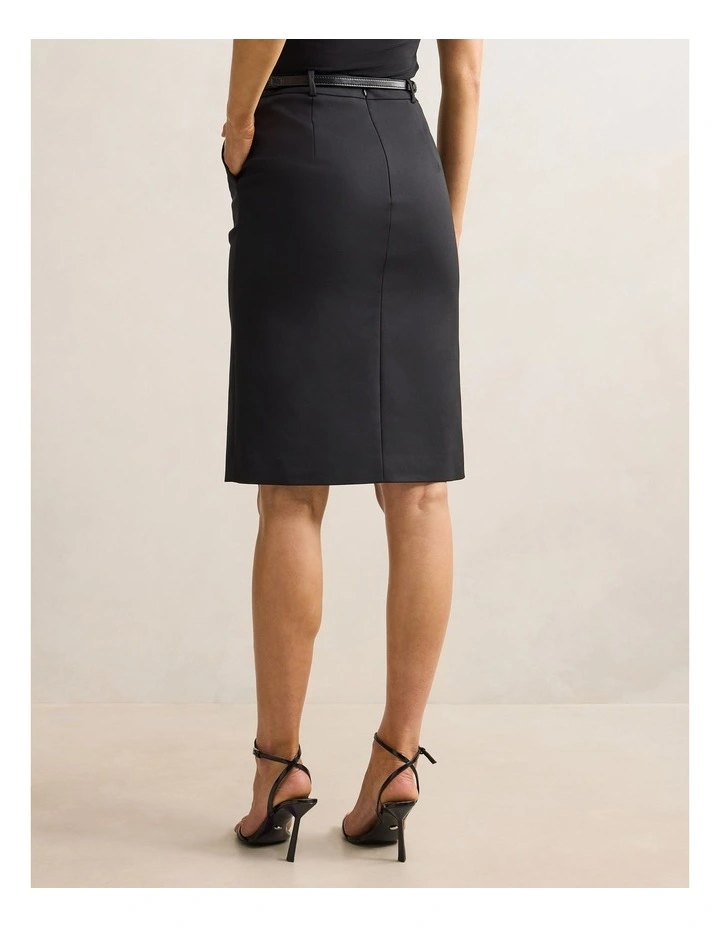 Lucy Belted Pencil Skirt in Black image 2