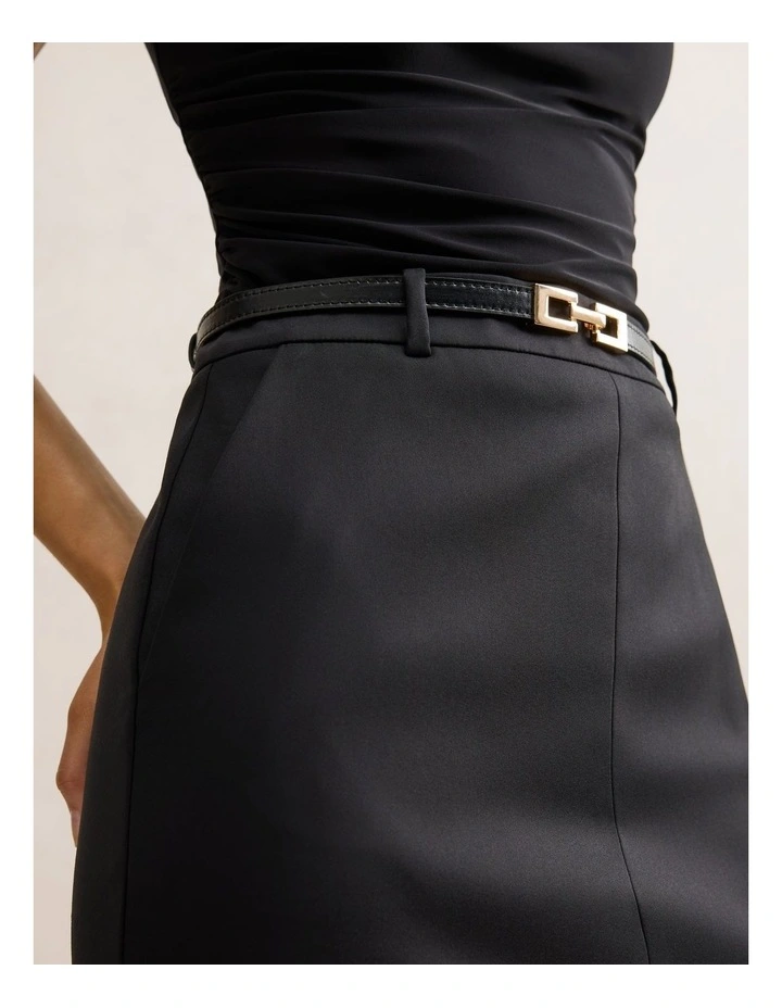 Lucy Belted Pencil Skirt in Black image 4