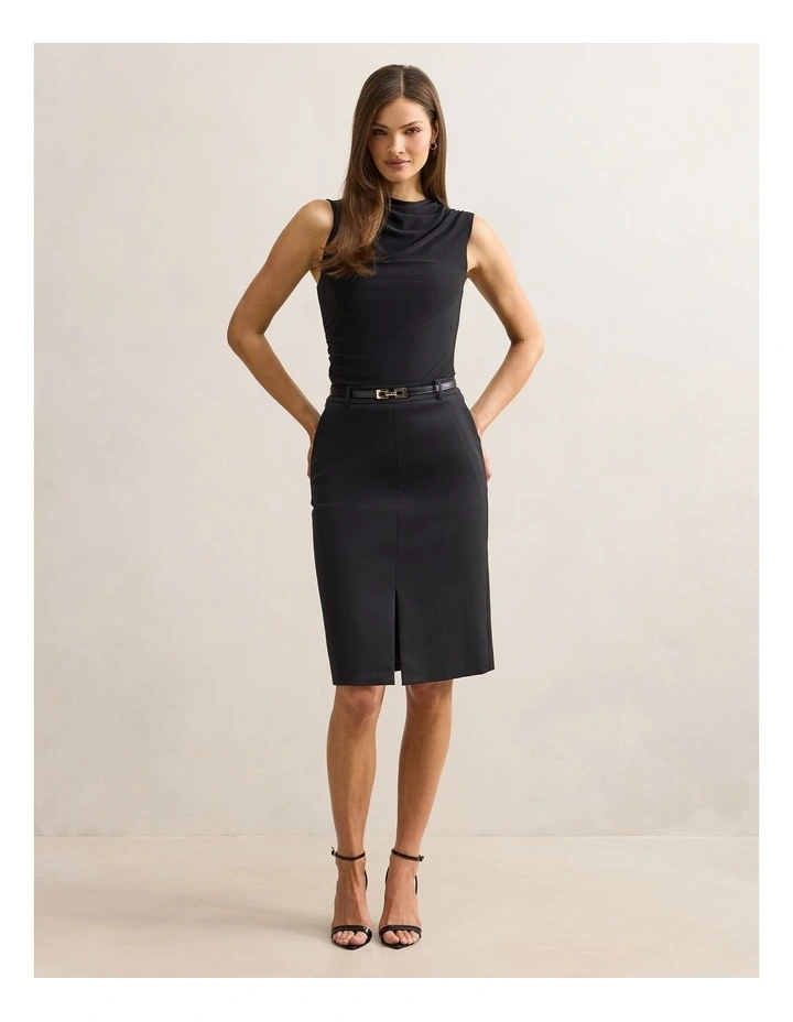 Lucy Belted Pencil Skirt in Black image 5