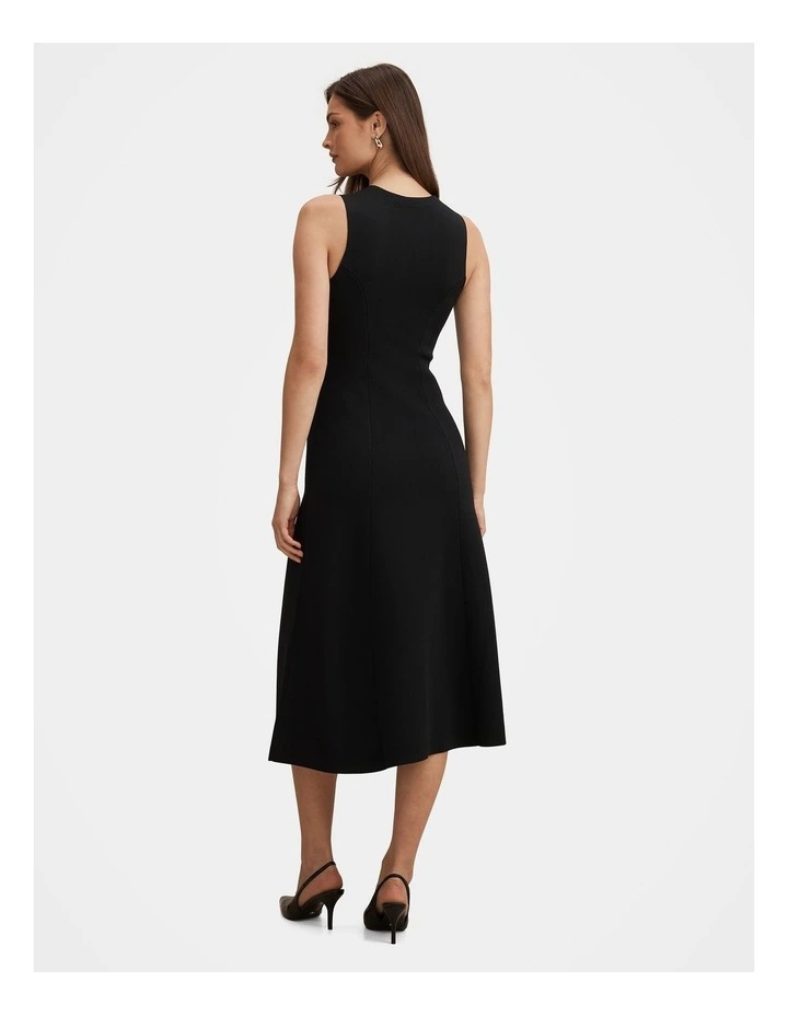 Lucienne Fit and Flare Knitted Midi Dress in Black image 2