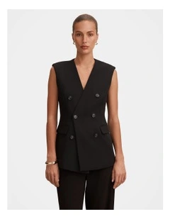 Myra Sleeveless Blazer in Black