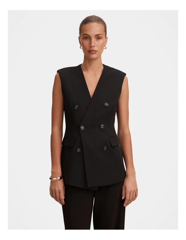 Myra Sleeveless Blazer in Black image 1