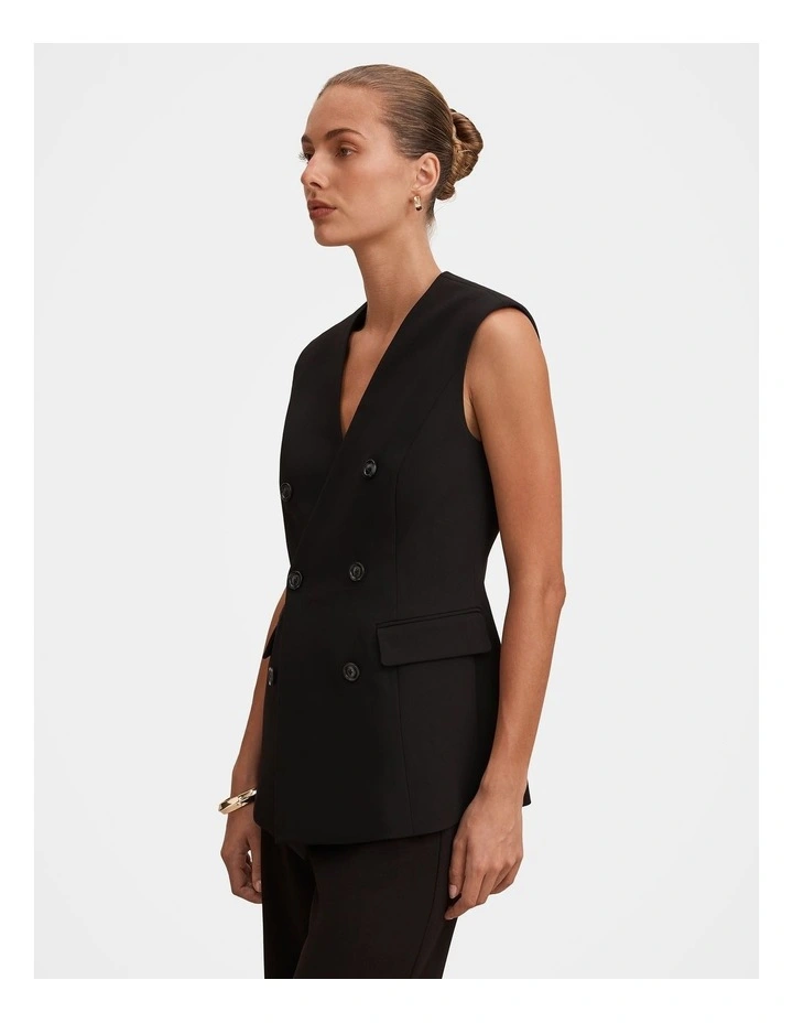 Myra Sleeveless Blazer in Black image 3