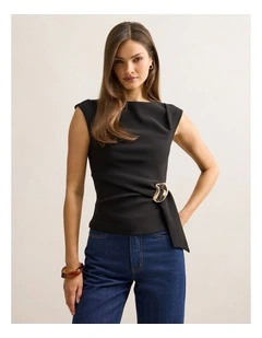 Serena Hardware Detail Top in Black
