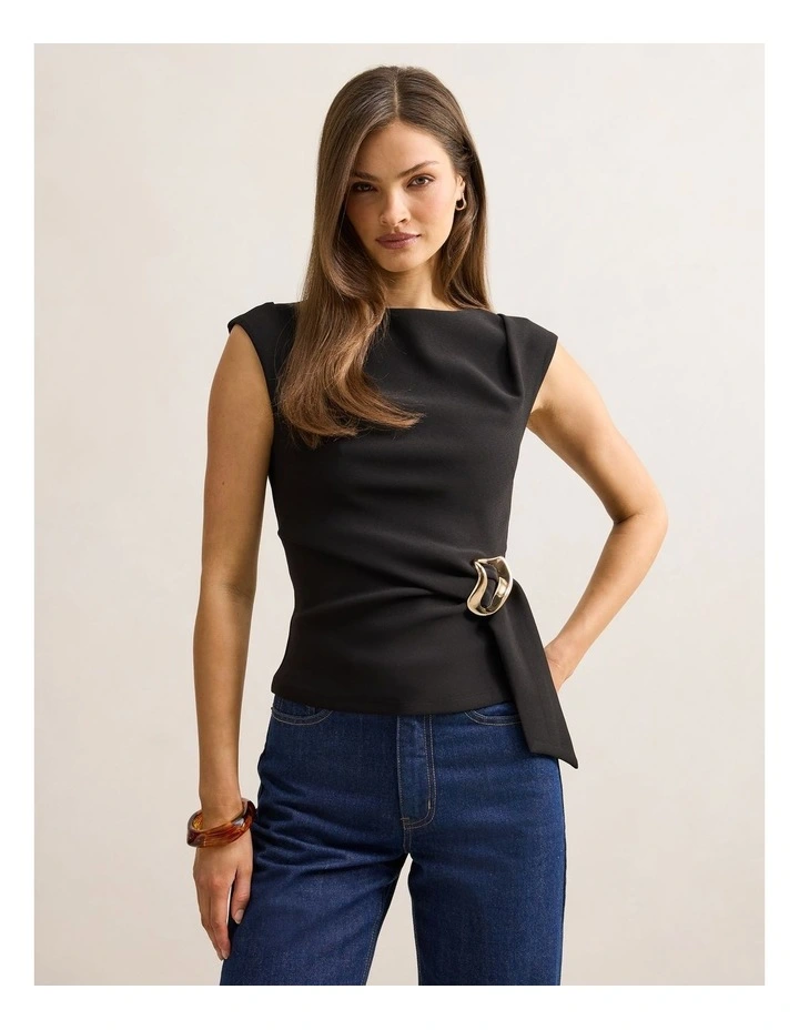 Serena Hardware Detail Top in Black image 1