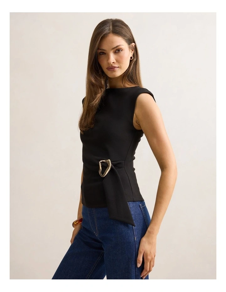 Serena Hardware Detail Top in Black image 3