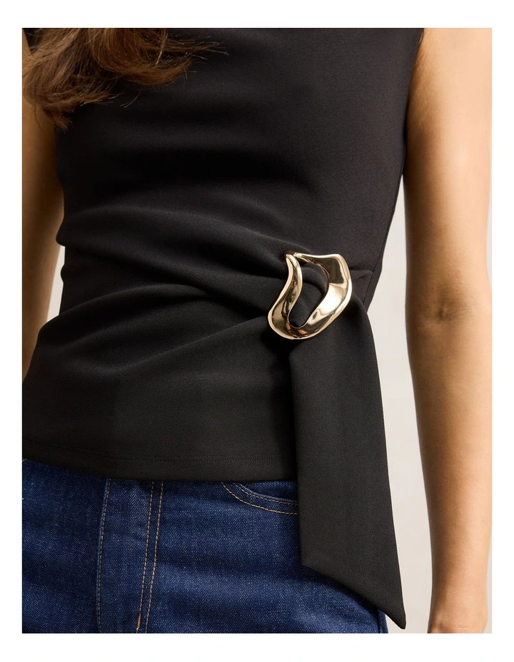 Serena Hardware Detail Top in Black image 4
