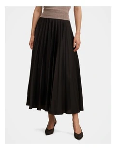 Delphine Pleated Midaxi Skirt in Black