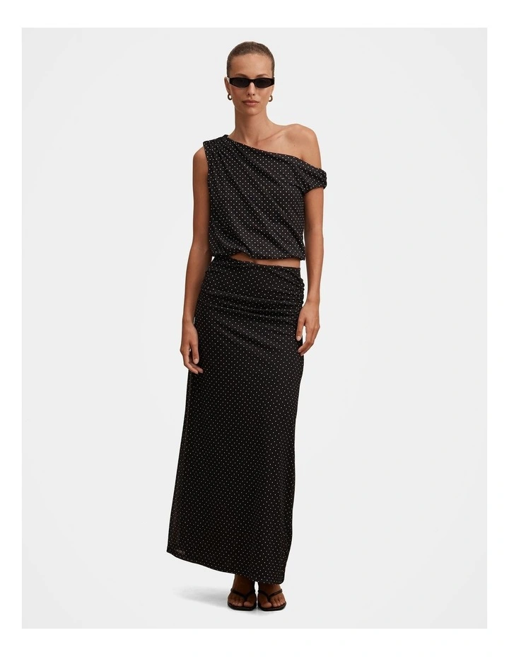 Mila Tipped Shoulder Drape Top in Black image 5