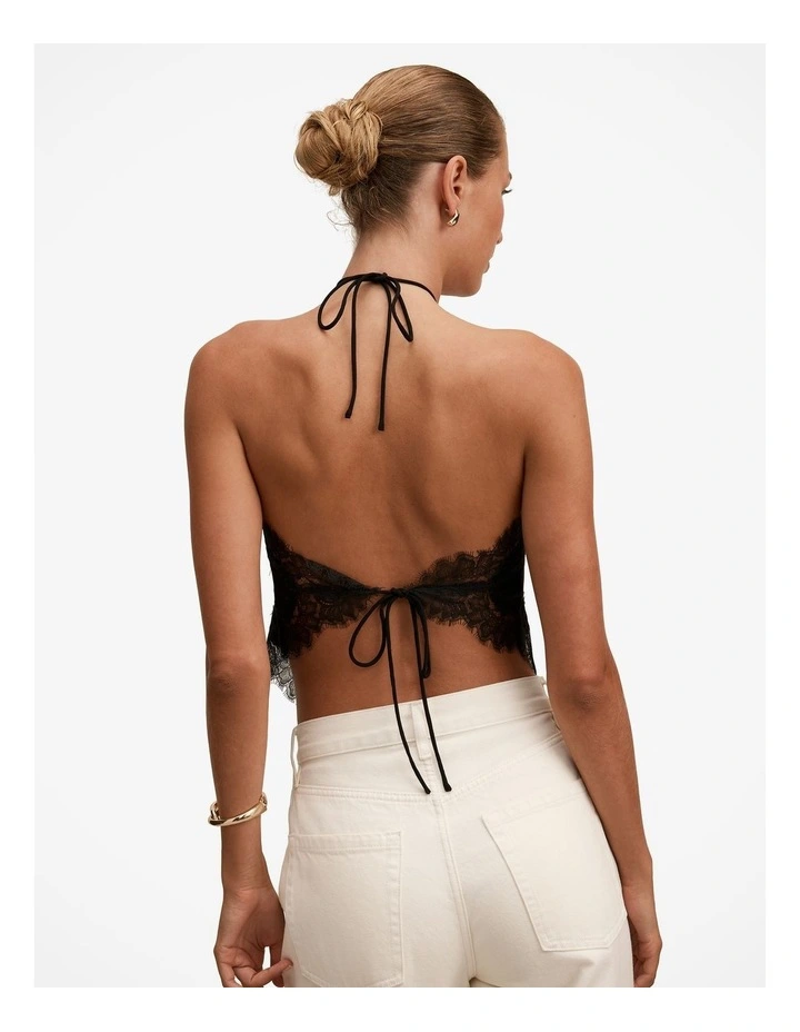 Jovie Halter Neck Lace Top in Black image 2