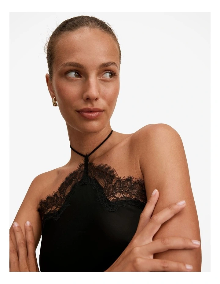 Jovie Halter Neck Lace Top in Black image 4
