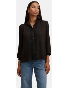 Poppy Lace Trim Blouse in Black