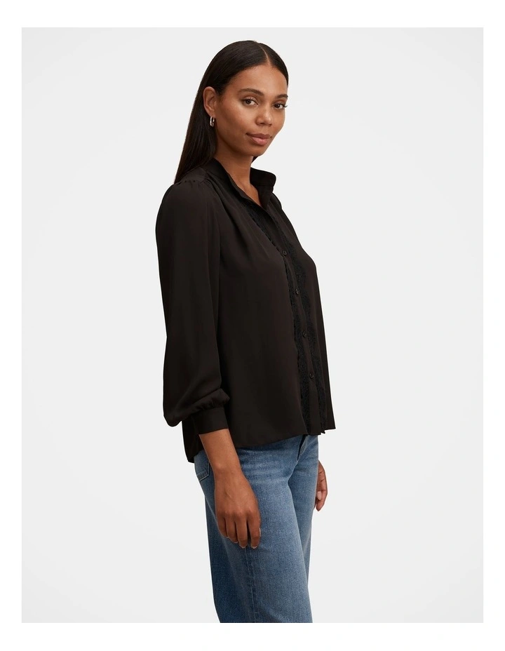 Poppy Lace Trim Blouse in Black image 3