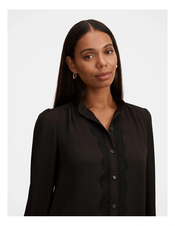 Poppy Lace Trim Blouse in Black image 4