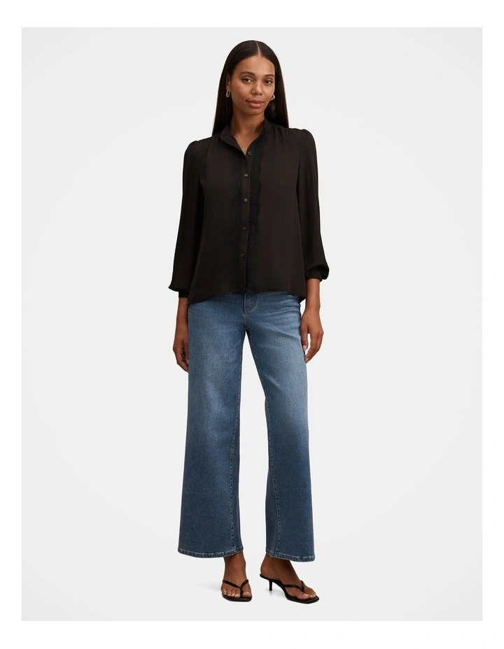 Poppy Lace Trim Blouse in Black image 5