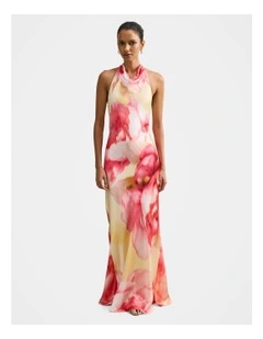 Clementine Satin Maxi Dress in Pink