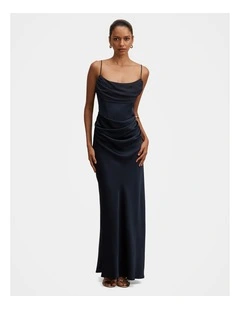 Claudia Strappy Corset Maxi Dress in Navy