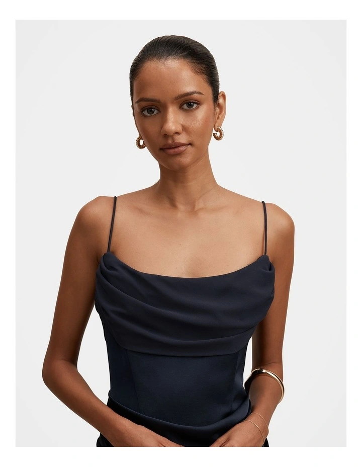 Claudia Strappy Corset Maxi Dress in Navy image 3