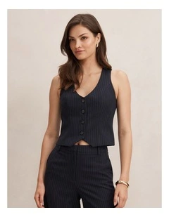 Paloma Pinstripe Waistcoat in Navy