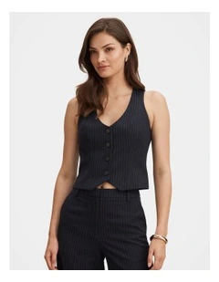 Paloma Pinstripe Waistcoat in Navy